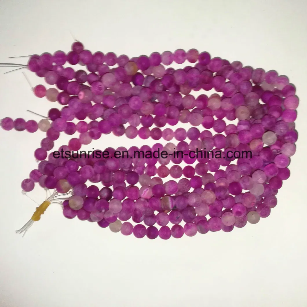 Semi Precious Stone Natural Crystal Matte Frosted Finished Cracked Agate Onyx Bead