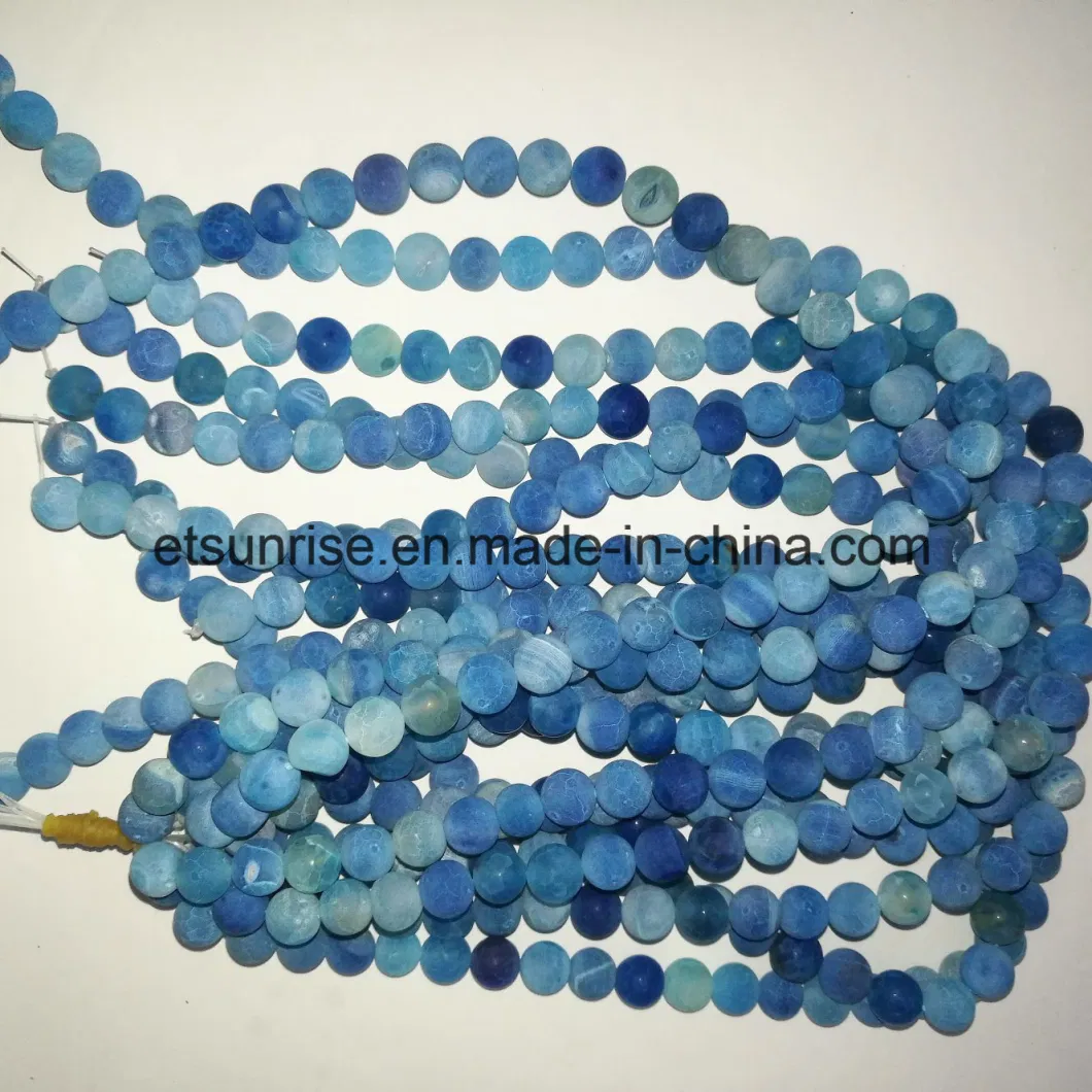 Semi Precious Stone Natural Crystal Matte Frosted Finished Cracked Agate Onyx Bead