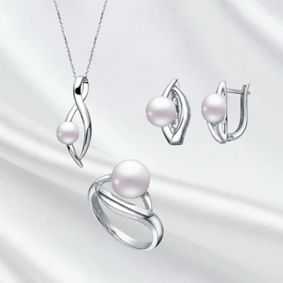 Set di gioielli in argento sterling 925 alla moda con perle coltivate come regalo