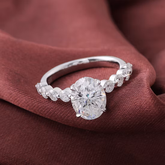 Gioielli provenzali 1.5CT Def taglio ovale pietra Moissanite 14K oro bianco Moissanite anelli di fidanzamento regalo per la moglie
